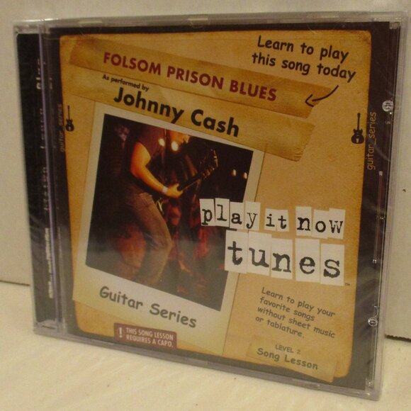 Johnny Cash Folsom Prison Blues Play It Now Tunes Black White Guitar Lesson CD - Picture 1 of 4